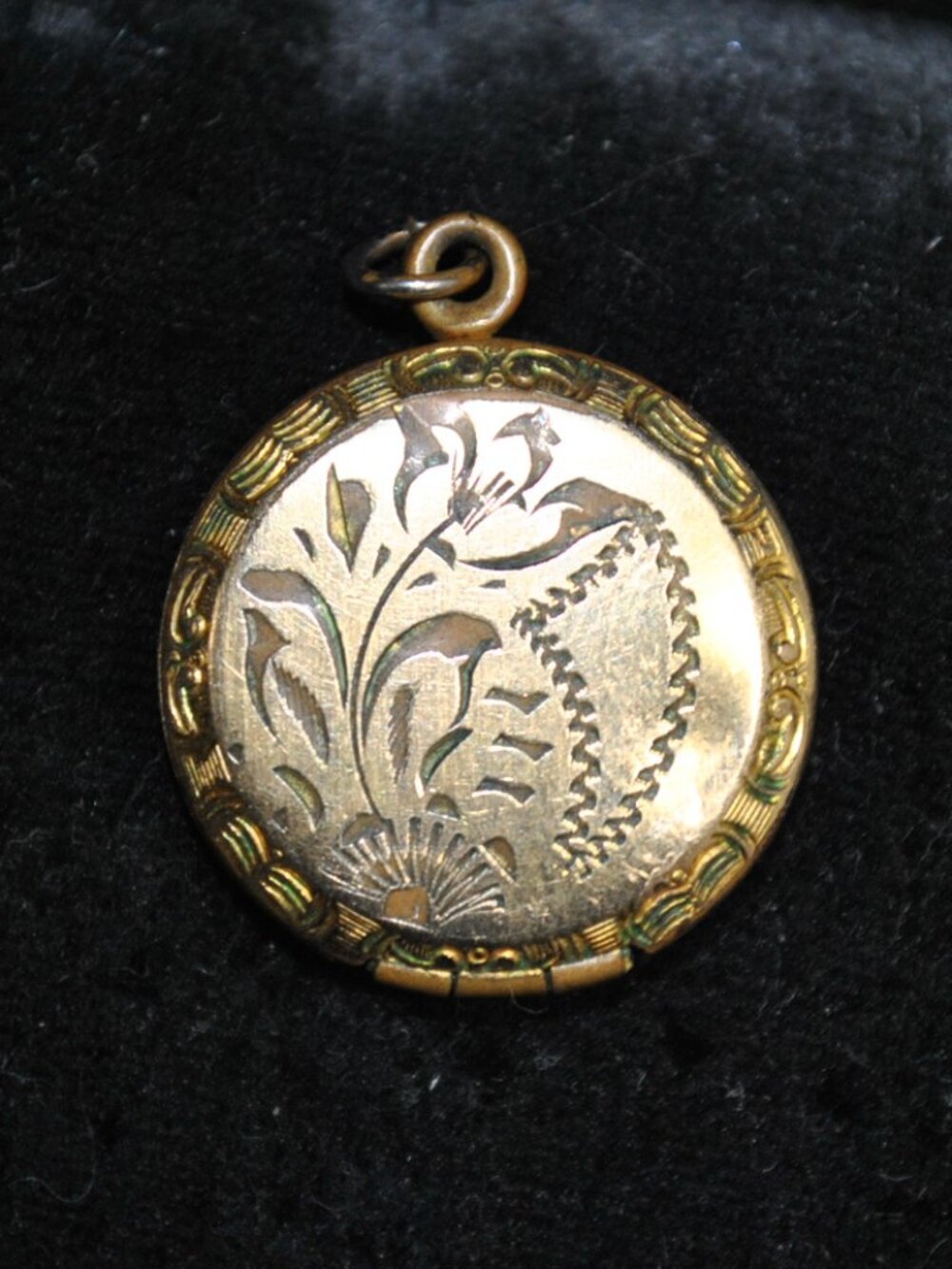 Vintage Gold-filled Engraved Round Locket Pendant